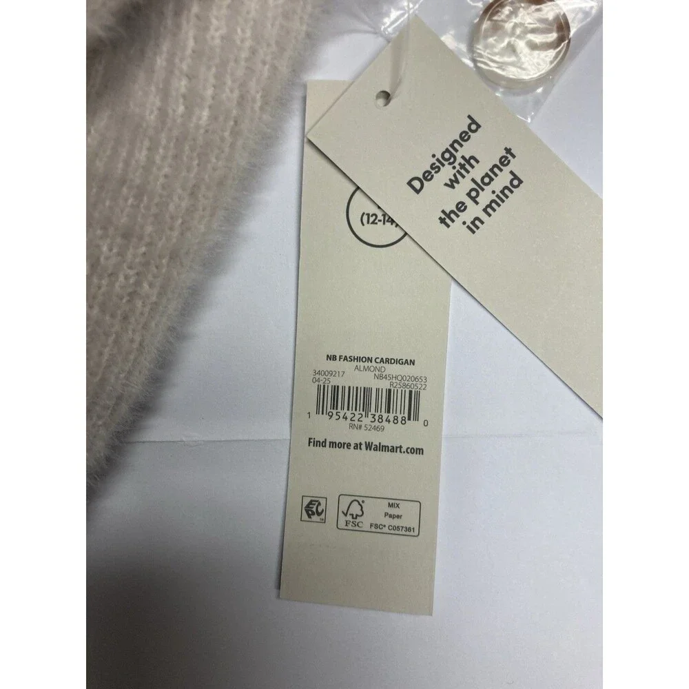 No Boundaries Girls L (12-14) Knit Cardigan Sweater Button Front V-Neck Beige